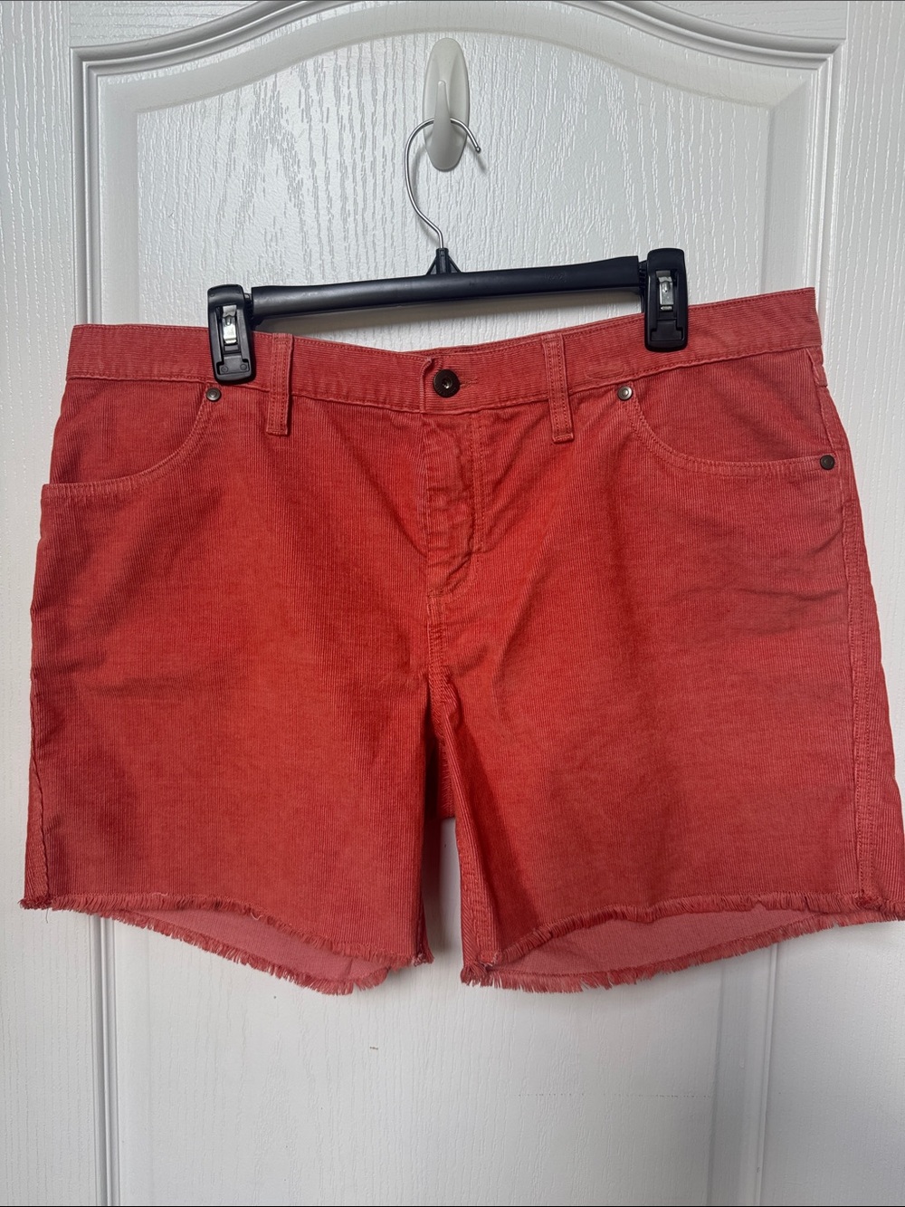 Carve Designs Oahu Orange Corduroy Raw-Hem Shorts